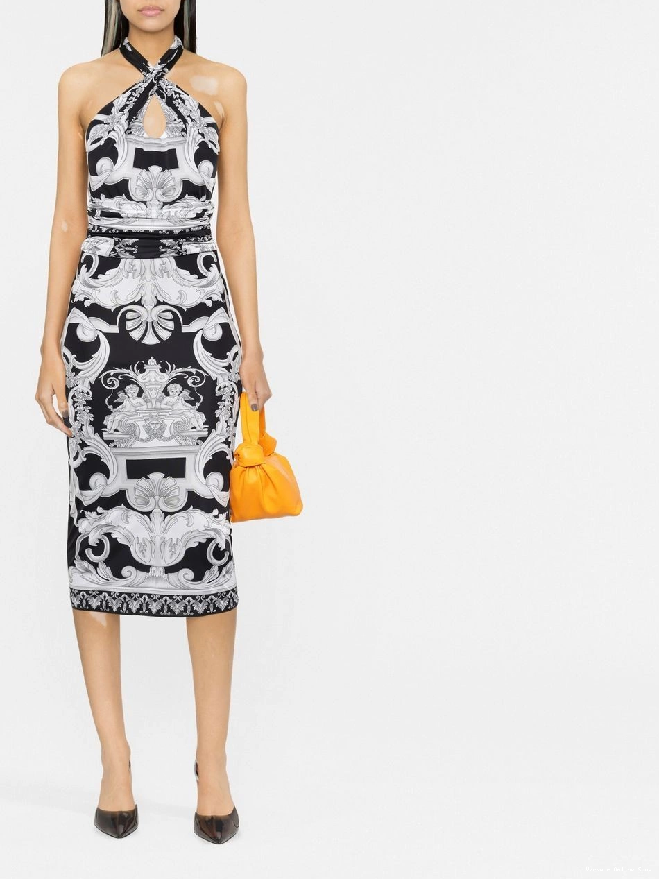 Cheap cut-out Versace midi dress Barocco-print Women 0329